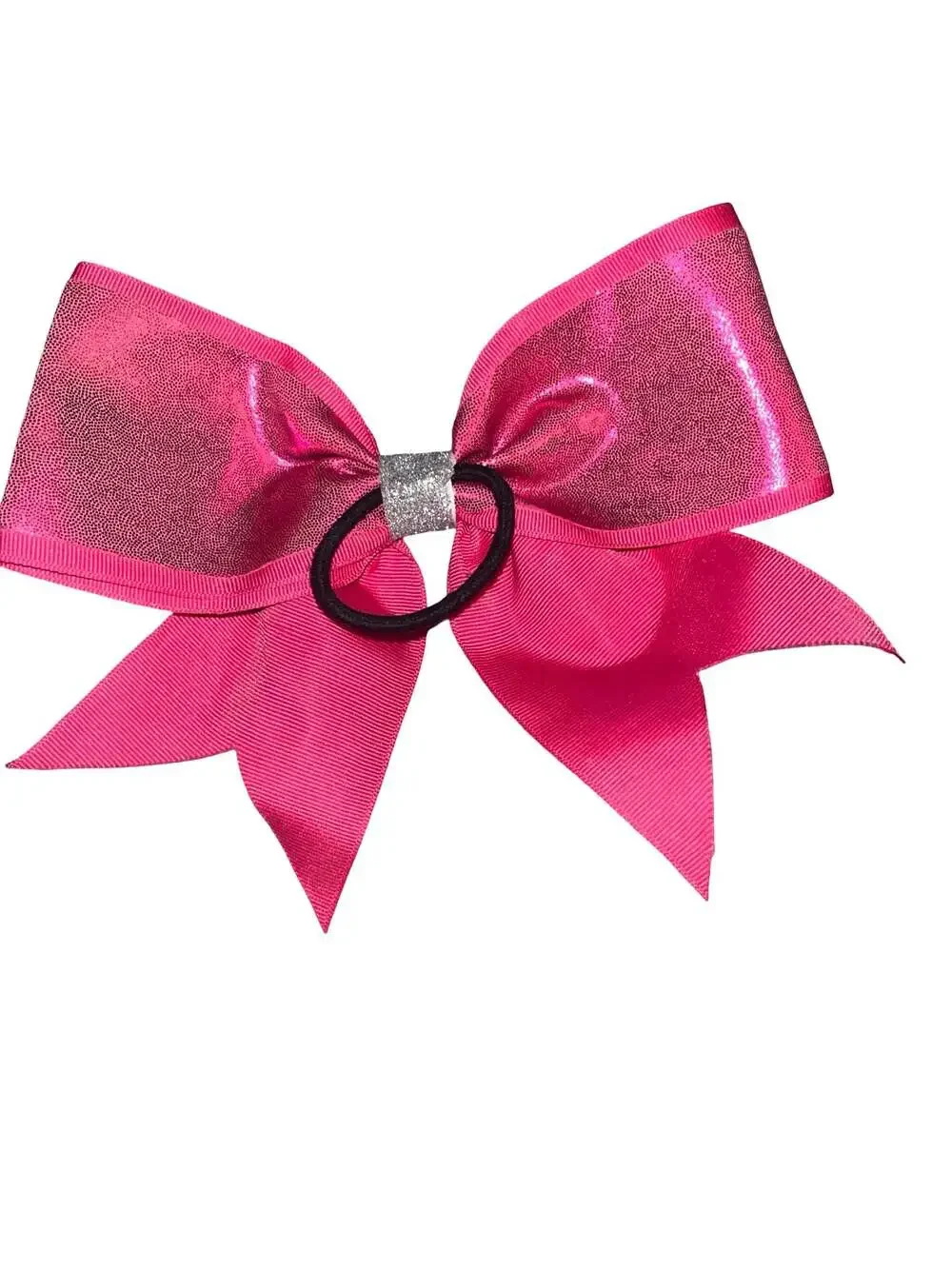 Pink Glitter Cheer Hair Bow with Faith Hope Love Cure Rhinestone Accents
